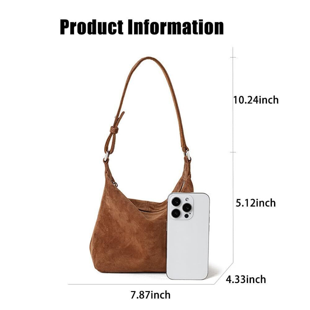 1838 Premium Suede Leather Crossbody Purses Small Shoulder Bag - Picture 6 of 6